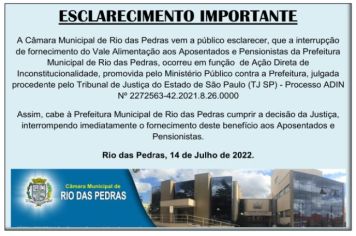 ESCLARECIMENTO IMPORTANTE